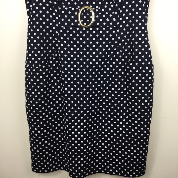 Tahari Polka Dot Sheath Dress Petite 8P Lined - Picture 4 of 8